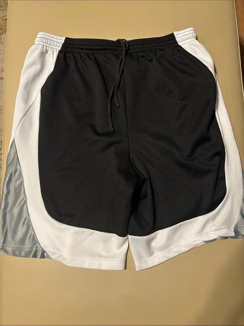 Vintage Men's Black Athletic Mesh Shorts with White Accent Panels